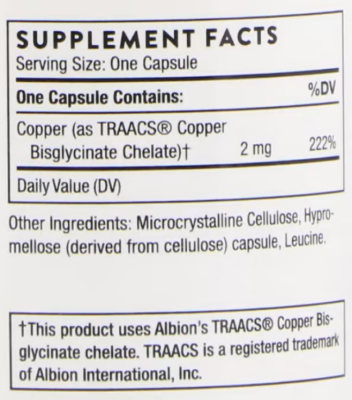 Thorne Research Copper Bisglycinate (бисглицинат меди) 60 капсул, срок годности 05/2026