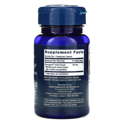 Life Extension Pycnogenol® (экстракт коры французской приморской сосны) 100 мг 60 капсул