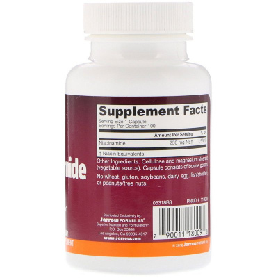 Jarrow Formulas Niacinamide (Никотинамид) 250 мг 100 капсул