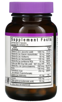 Bluebonnet Nutrition Stress B-Complex (Комплекс витаминов группы B) 50 вег капсул