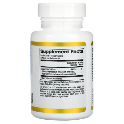 California Gold Nutrition Lion's Mane (ежовик гребенчатый) 90 капсул
