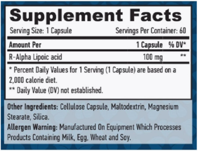 Haya Labs R-Alpha Lipoic Acid (R-Альфа липоевая кислота) 100 мг 60 капсул