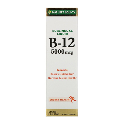 Nature's Bounty Sublingual liquid B-12 (Подъязычный жидкий витамин B-12) 5000 мкг 59 мл