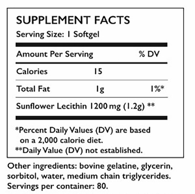 Elementum Sunflower Lecithin (Подсолнечный лецитин) 1200 мг 80 капсул