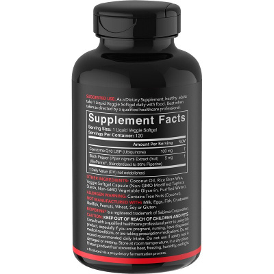 Sports Research CoQ10 with BioPerine & Coconut Oil (коэнзим Q10 с экстрактом BioPerine и кокосовым маслом) 100 мг 120 капсул