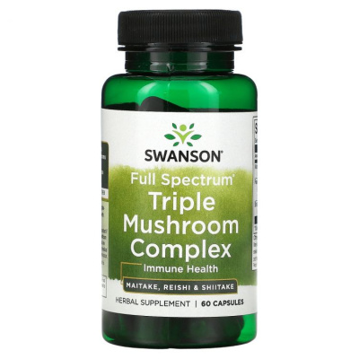 Swanson Full Spectrum Triple Mushroom Complex (Тройной грибной комплекс - Формула 3 грибов) 60 капсул