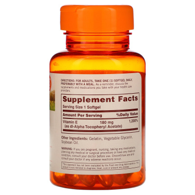 Sundown Naturals Vitamin E (Витамин E) 180 мг (400 МЕ) 100 капсул