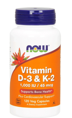 Now Foods Vitamin D-3 & K-2 120 капсул
