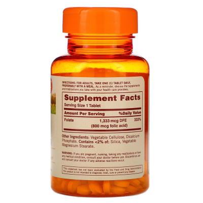 Sundown Naturals Folate 1333 mcg (Фолат 1333 мкг) 100 таблеток