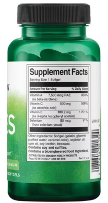 Swanson Vitamins A, C, E & Selenium (витамины А, С, Е и селен) 60 гелевых капсул