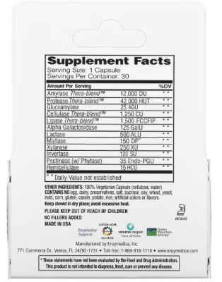 Enzymedica Digest Complete Enzyme Formula (полная формула ферментов) 30 капсул