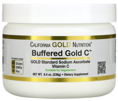 California Gold Nutrition Buffered Gold C (некислый буферизованный витамин C в форме порошка аскорбат натрия) 238 г