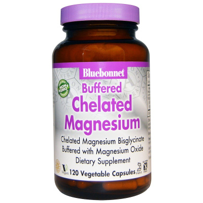Bluebonnet Nutrition Buffered Chelated Magnesium (Буферизованный хелатный магний) 120 растительных капсул