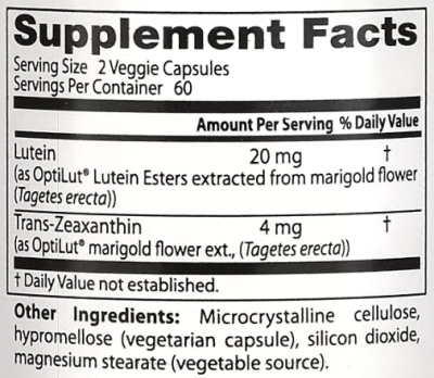 Doctor's Best Lutein from OptiLut (Лютеин от OptiLut) 10 мг 120 растительных капсул