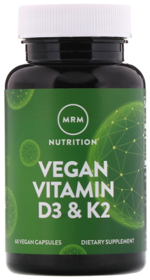 MRM Vegan Vitamins D3 & K2 (Веганские витамины D3 и К2) 2500 ME 60 капсул, срок годности 07/2026