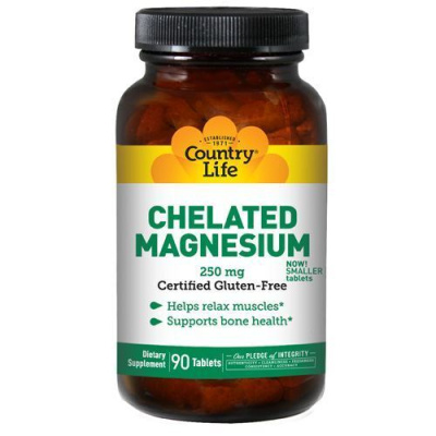 Country Life Chelated Magnesium (Хелатный магний) 250 мг 90 таблеток