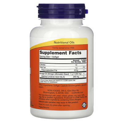 Now Foods Borage Oil Concentration GLA (Масло Огуречника ГЛК) 1000 мг 60 капсул