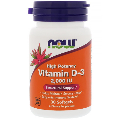 Now Foods Vitamin D-3 2000 IU 30 капсул