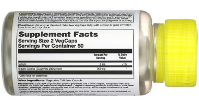 Solaray Licorice Root (Корень солодки) 450 мг 100 капсул
