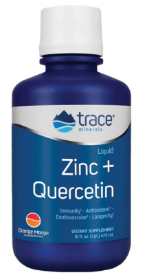Trace Minerals Liquid Zinc + Quercetin (Жидкий цинк + кверцетин) апельсин-манго 475 мл