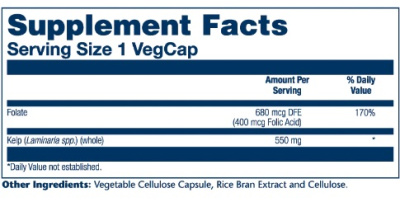 Solaray Kelp Seaweed (Kelp с фолиевой кислотой) 550 мг 100 капсул
