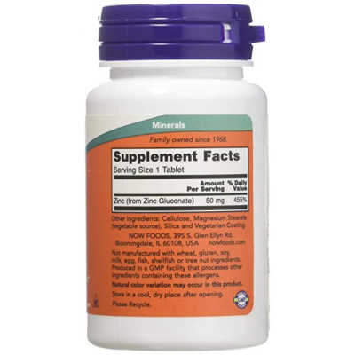 NOW Zinc Gluconate (Цинка Глюконат) 50 мг 100 таблеток