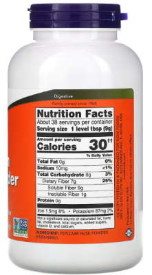 NOW Psyllium Husk Powder (Порошок шелухи подорожника) 340 г