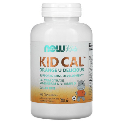 NOW Kid Cal (кальций для детей) вкус апельсина 100 жевательных таблеток