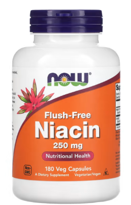 Now Foods Flush-Free Niacin (Ниацин без покраснений) 250 мг 180 вег. капсул