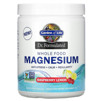 Garden of Life Dr. Formulated Whole Food Magnesium Powder (порошок из цельнопищевого магния) с малиновым и лимонным вкусом 421,5 г