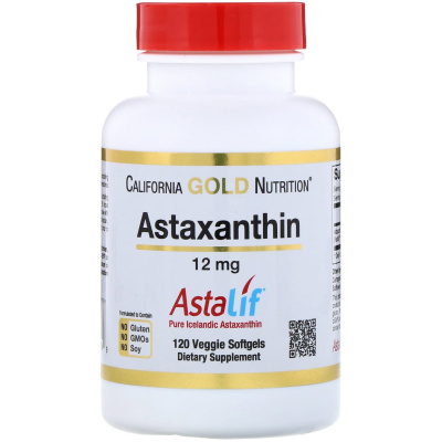 California Gold Nutrition Astaxanthin (Астаксантин) чистый исландский AstaLif, 12 мг 120 капсул