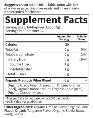 Garden Of Life Dr. formulated prebiotic fiber 5G (5 г пребиотической клетчатки) со вкусом цитрусовых 32 порции