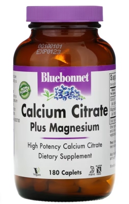Bluebonnet Nutrition Calcium Citrate Plus Magnesium (цитрат кальция плюс магний) 180 каплет