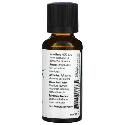 NOW Essential Oils Lemon eucalyptus (Эфирные масла Лимон и эвкалипт) 1 унция (30 мл)