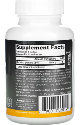 Jarrow Formulas Ubiquinol QH-Absorb (Убихинол) QH-абсорбент 100 мг 60 гелевых капсул