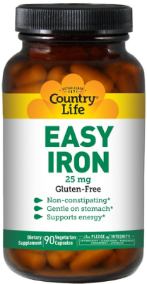 Country Life Easy Iron (Железо в легкоусвояемой форме) 25 мг 90 капсул, срок годности 05/2026
