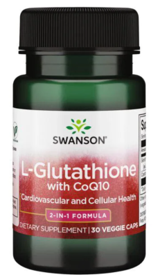 Swanson L-Glutathione with CoQ10 (L-глутатион с Коэнзим Q10) 30 вег капсул