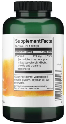 Swanson Vitamin E Mixed Tocopherols (витамином Е смешанные токоферолы) 400 МЕ 250 гелевых капсул