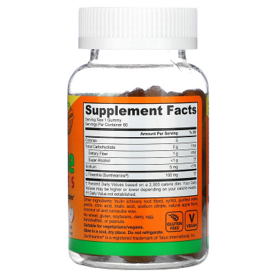 Jarrow Formulas Theanine Gummies (жевательные конфеты с теанином) без сахара яблочный вкус 100 мг 60 таблеток