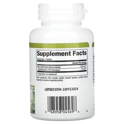 Natural Factors Olive Leaf (листья оливкового дерева) 500 мг 60 капсул