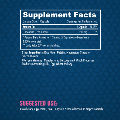 Haya Labs L-Theanine (L-теанин) 200 мг 60 капсул