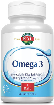 KAL Omega 3 Fish (Омега 3) 180 EPA/120 DHA 1000 мг 60 гелевых капсул