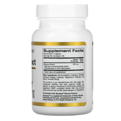 California Gold Nutrition Bacopa Extract (экстракт бакопы) 320 мг 120 капсул