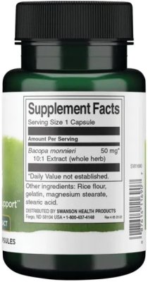 Swanson Bacopa Monniera 10:1 Extract (Бакопа Монье - Экстракт 10:1) 50 мг 90 капсул