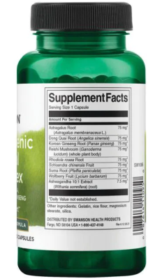 Swanson Adaptogenic Herbal Complex with Rhodiola, Ashwagandha & Ginseng (Адаптогенный травяной комплекс с родиолой, ашвагандой и женьшенем) 60 капсул