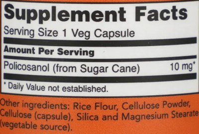 NOW Policosanol (Поликозанол) 10 мг 90 вег. капсул