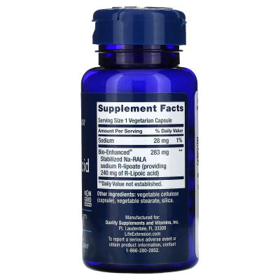 Life Extension Super R-Lipoic Acid (супер R-липоевая кислота) 240 мг 60 вег. капсул
