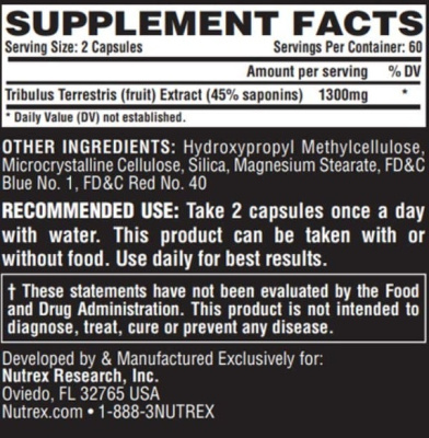 Nutrex Research Tribulus Terrestris for Men 1300 мг 120 капсул