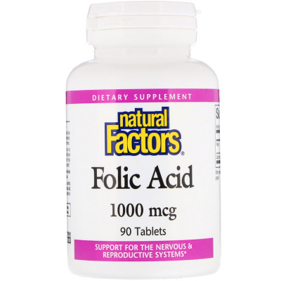 Natural Factors Folic Acid (Фолиевая кислота) 1000 мкг 90 таблеток